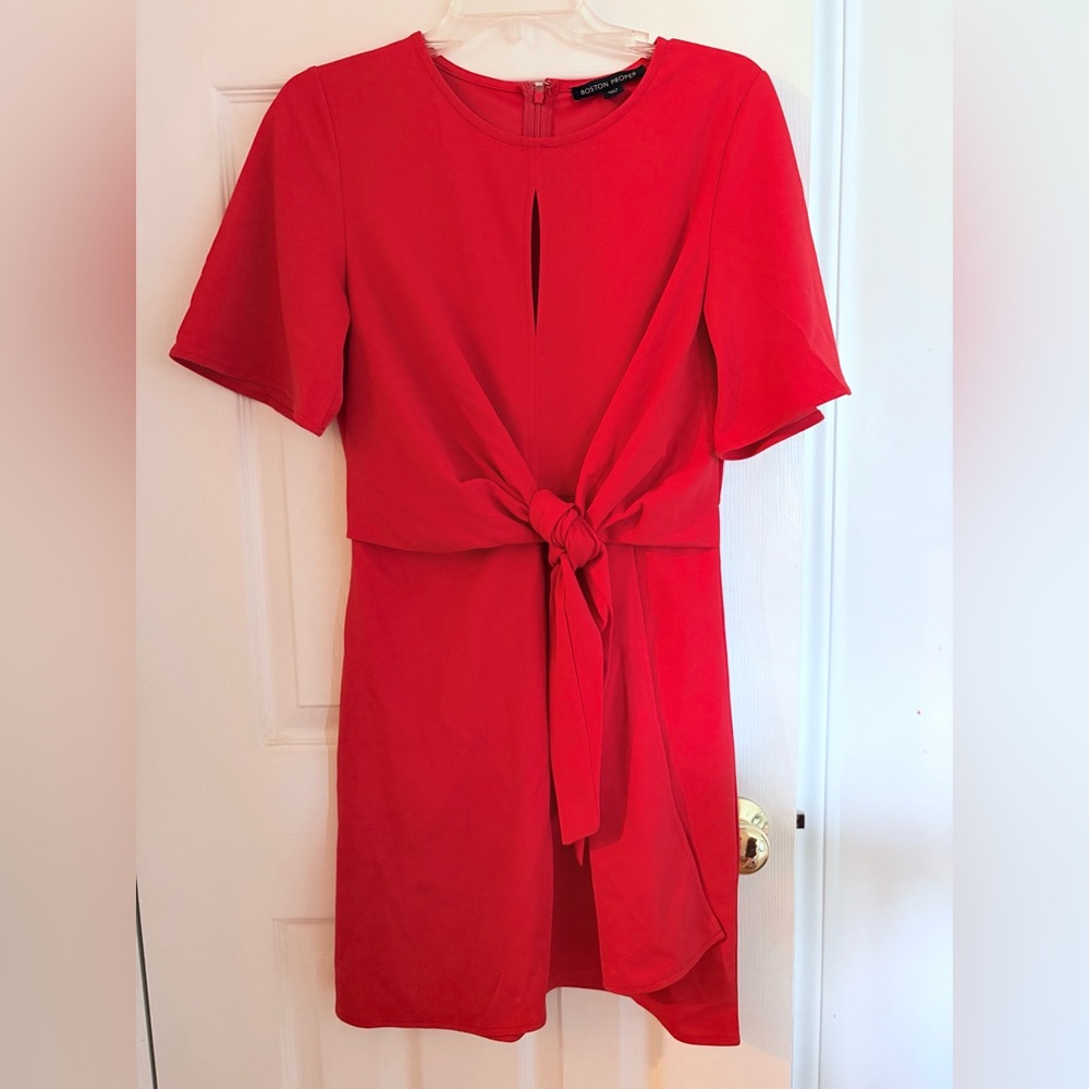 Boston Proper Red Dress with Tie-Back